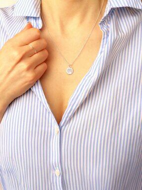 925 Sterling Silver Shiny Disk Necklace, Simple Minimalist Charm, Italy